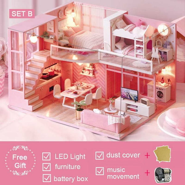 CUTEBEE DIY Dollhouse Wooden Doll Houses Miniature Doll House Furniture Kit  Casa Music Led Toys for Children Birthday Gift L32 - Realistic Reborn Dolls  for Sale