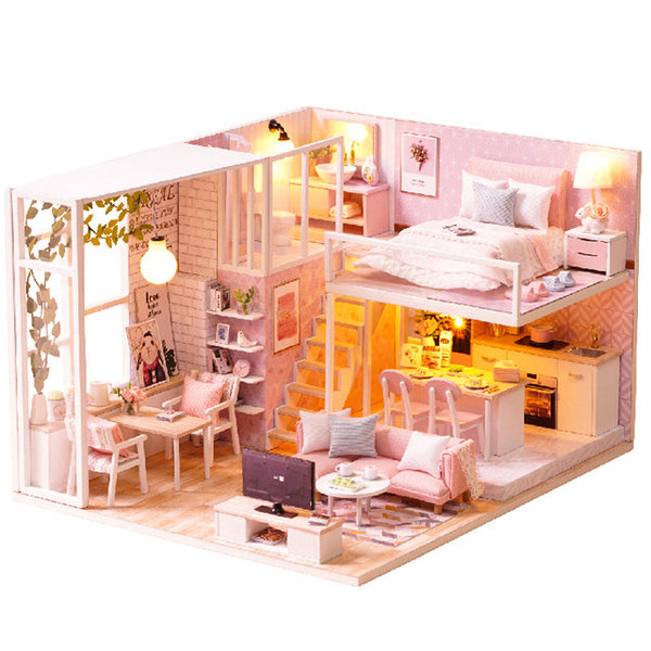 Cutebee diy dollhouse doll house miniature dollhouse wooden furniture kit  toys for children new year christmas gift case