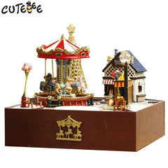 Doll House Miniature DIY Dollhouse With Furnitures Wooden House Toys For Children Birthday Gift merry go around