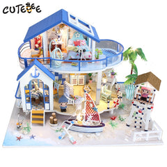 Doll House Miniature DIY Dollhouse With Furnitures Wooden House Countryard Dweling Toys For Children Birthday Gift