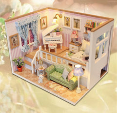 Doll House Miniature  With Furnitures Wooden House Stars Sky Toys For Children Birthday Gift