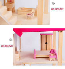 Pretend Play Furniture Toys Wooden Dollhouse Furniture Miniature Toy Set Doll House Toys for Children Kids Toy