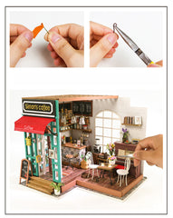 DIY Doll House Miniature Dollhouse With Furnitures Wooden House Toys For Children Simon's Coffee Robotime