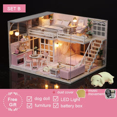 DIY Doll House Wooden doll Houses Miniature dollhouse Furniture Kit Toys for children Christmas Gift  L026