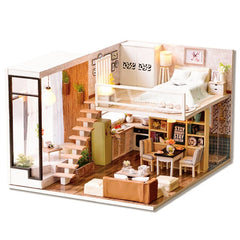 CUTEBEE DIY Doll House Wooden Doll Houses Miniature Dollhouse Furniture Kit with LED Toys for children Christmas Gift  L023