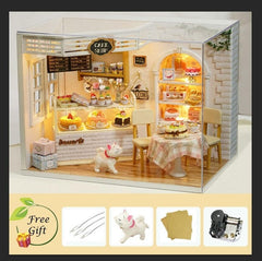 Doll House Furniture Diy Miniature Dust Cover 3D Wooden Miniaturas Dollhouse Toys for Children Birthday Gifts Cake Diary H14