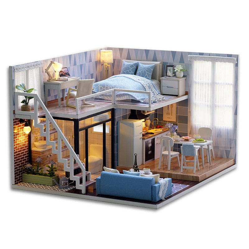 Cutebee diy dollhouse doll house miniature dollhouse wooden furniture kit  toys for children new year christmas gift case