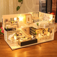 DIY Dollhouse Wooden doll Houses Miniature Doll House Furniture Kit Casa Music Led Toys for Children Birthday Gift