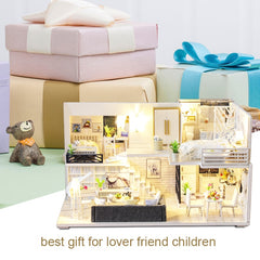DIY Dollhouse Wooden doll Houses Miniature Doll House Furniture Kit Casa Music Led Toys for Children Birthday Gift